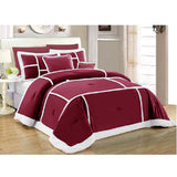 Burgundy sherpa comforter, 7 piece, queen size.