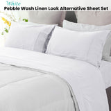 Ramesses White Pebble Wash Linen Look Alternative Sheet Set Single