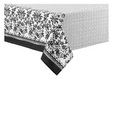 Black watercolour floral tablecloth, 150 x 225 cm.