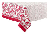 Red watercolour floral tablecloth, 150 x 225 cm.