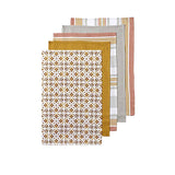Ladelle gold cotton kitchen towels, set of 5.