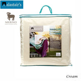 Alastairs cream merino wool blanket, double size.