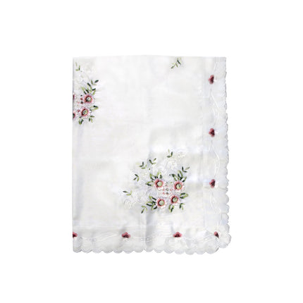 Anya Flowers White Embroidered Cutout Rectangular Tablecloth 152 x 228 cm