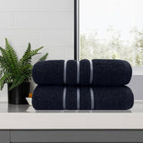 Blue cotton bath towel, 2 pcs.
