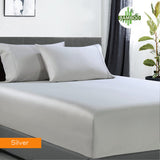 Silver bamboo cotton fitted sheet, queen size.