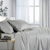 Silver bamboo cotton bed sheets, king single size, mould resistant.