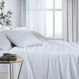 White bamboo cotton bed sheets, queen size, mould resistant.