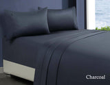 Charcoal egyptian cotton bed sheets, queen size.