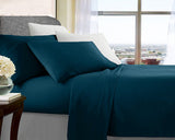 Blue microfibre sheet, queen size.