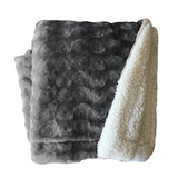 Charcoal sherpa reversible throw, machine washable.