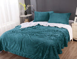 Teal sherpa blanket, king size.