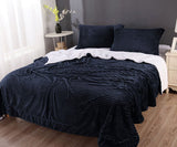 Navy sherpa blanket, queen size.