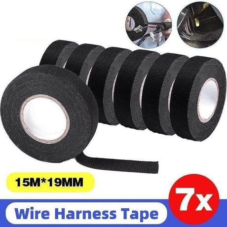 7 Rolls Automotive Wire Loom Harness Tape Cloth Electrical Insulation Noise Damping.