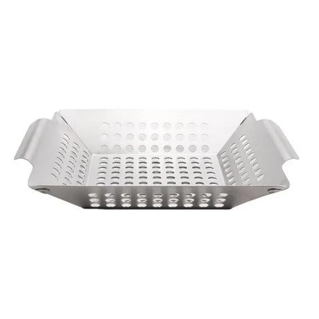 Stainless steel barbecue basket.