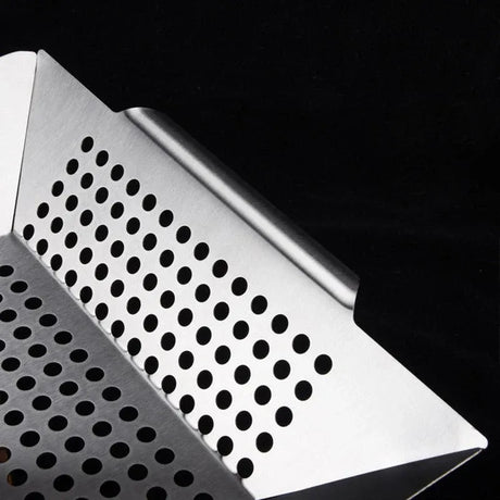 Stainless steel barbecue basket.
