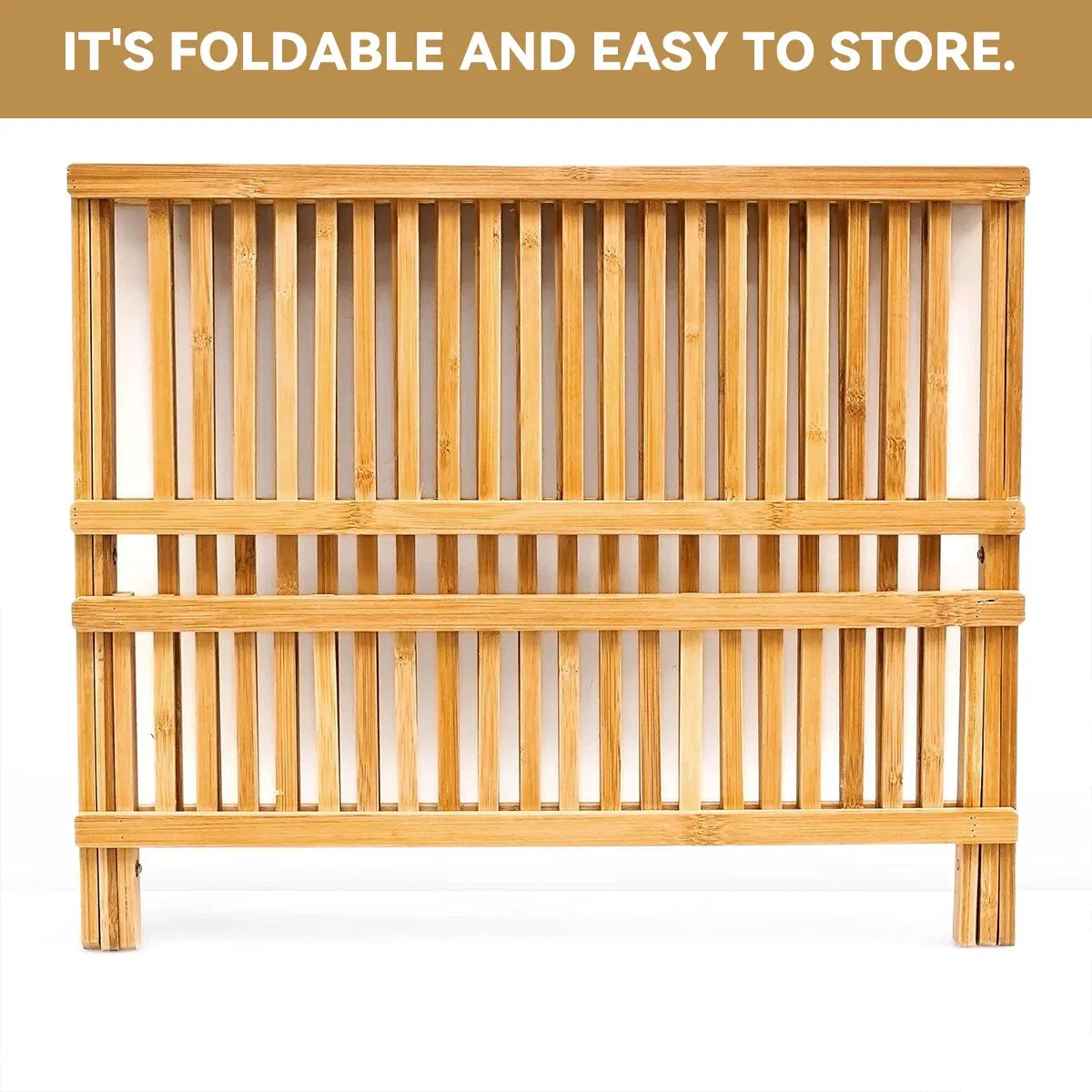Bamboo Dish Drying Rack 2 Tier Foldable Sink Organiser 45 x 26cm Countertop