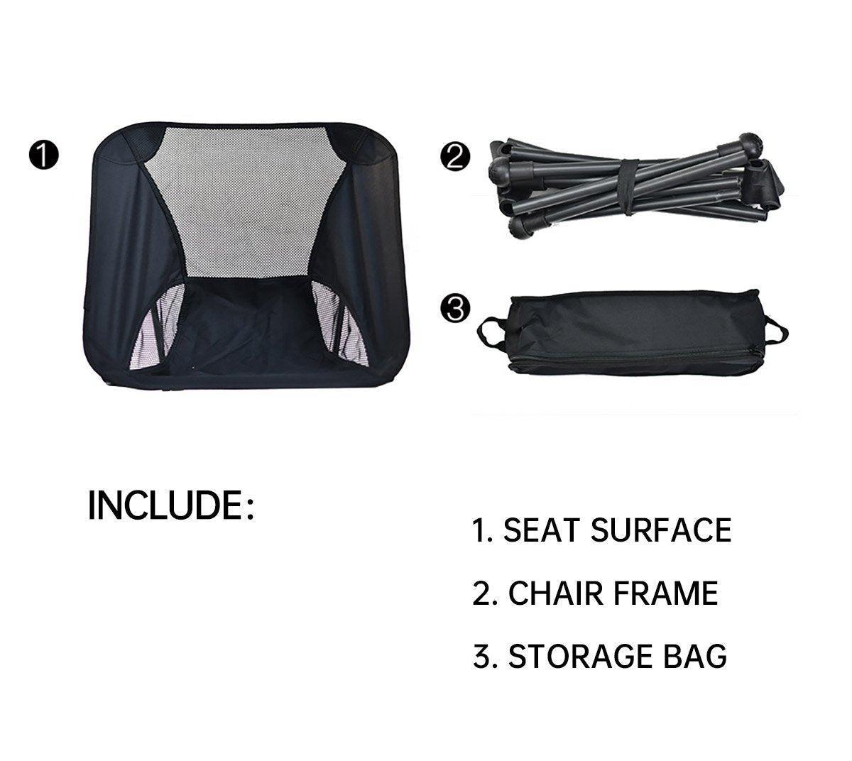 Outdoor Portable Lightweight Folding Camping Chair High Back Fishing Chair - Black