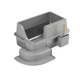Semi Enclosed Large Stainless Steel Cat Litter Box Durable Easy Clean Cat Toilet