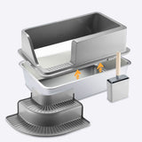 Semi Enclosed Large Stainless Steel Cat Litter Box Durable Easy Clean Cat Toilet