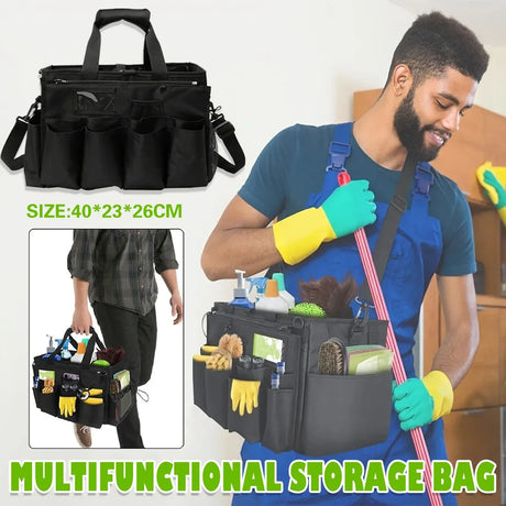 Multi function cleaning tool storage bag with adjustable strap