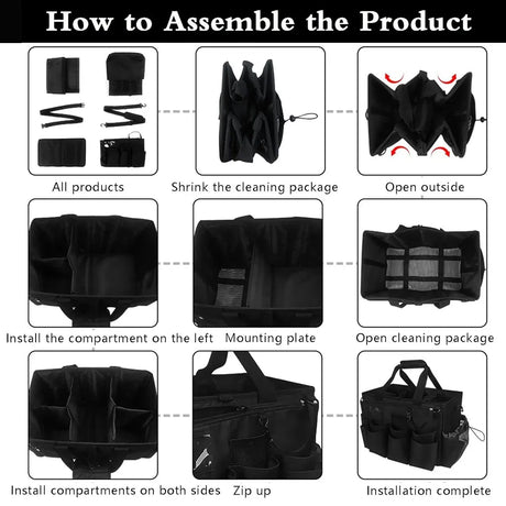 Multi function cleaning tool storage bag with adjustable strap