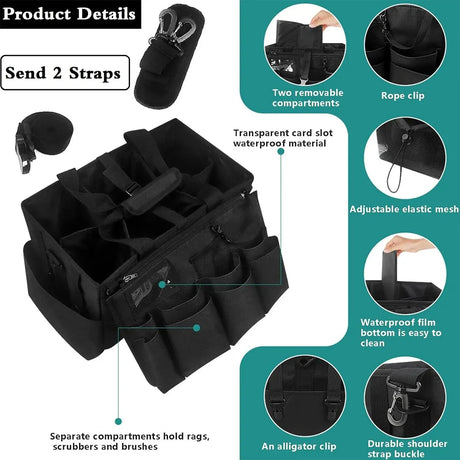 Multi function cleaning tool storage bag with adjustable strap