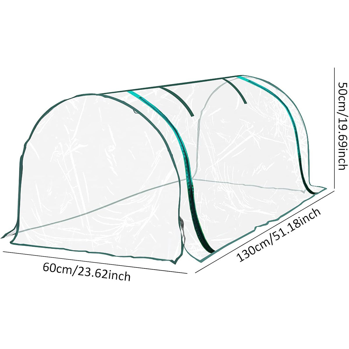 Transparent PVC plant tent, foldable, lightweight.