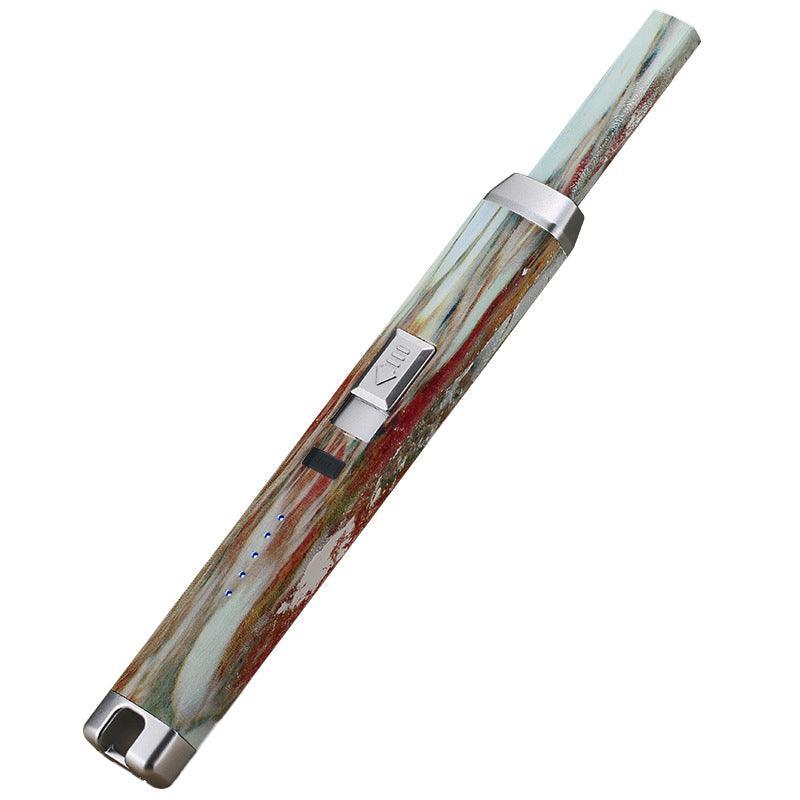 Electronic Usb Rechargeable Pulse Arc Candle Lighter Kitchen Camping Stove Bbq - Silver