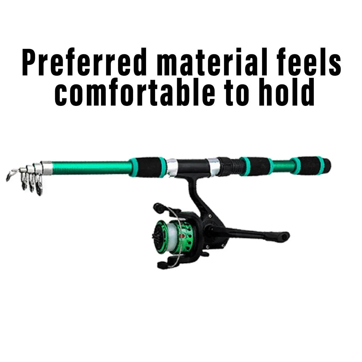 Ultra Short Pocket Portable Fishing Rod Compact Short Rod for Travel Angling - Green