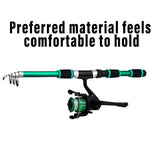 Ultra Short Pocket Portable Fishing Rod Compact Short Rod for Travel Angling - Green