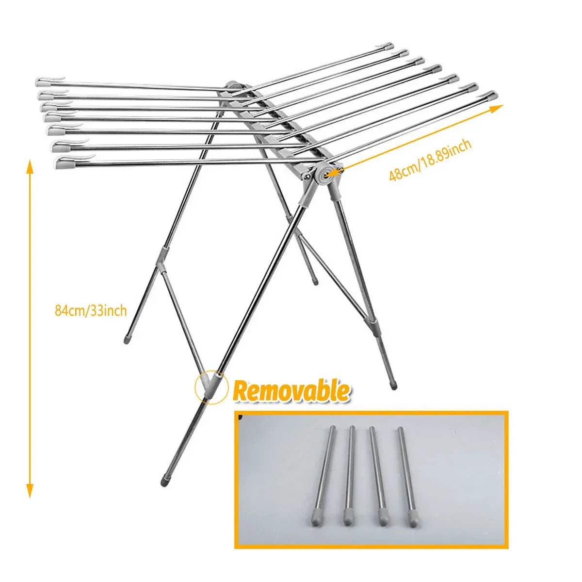 Folding Clothes Drying Rack Indoor Floor Standing Hanger Laundry Pole Airer Home