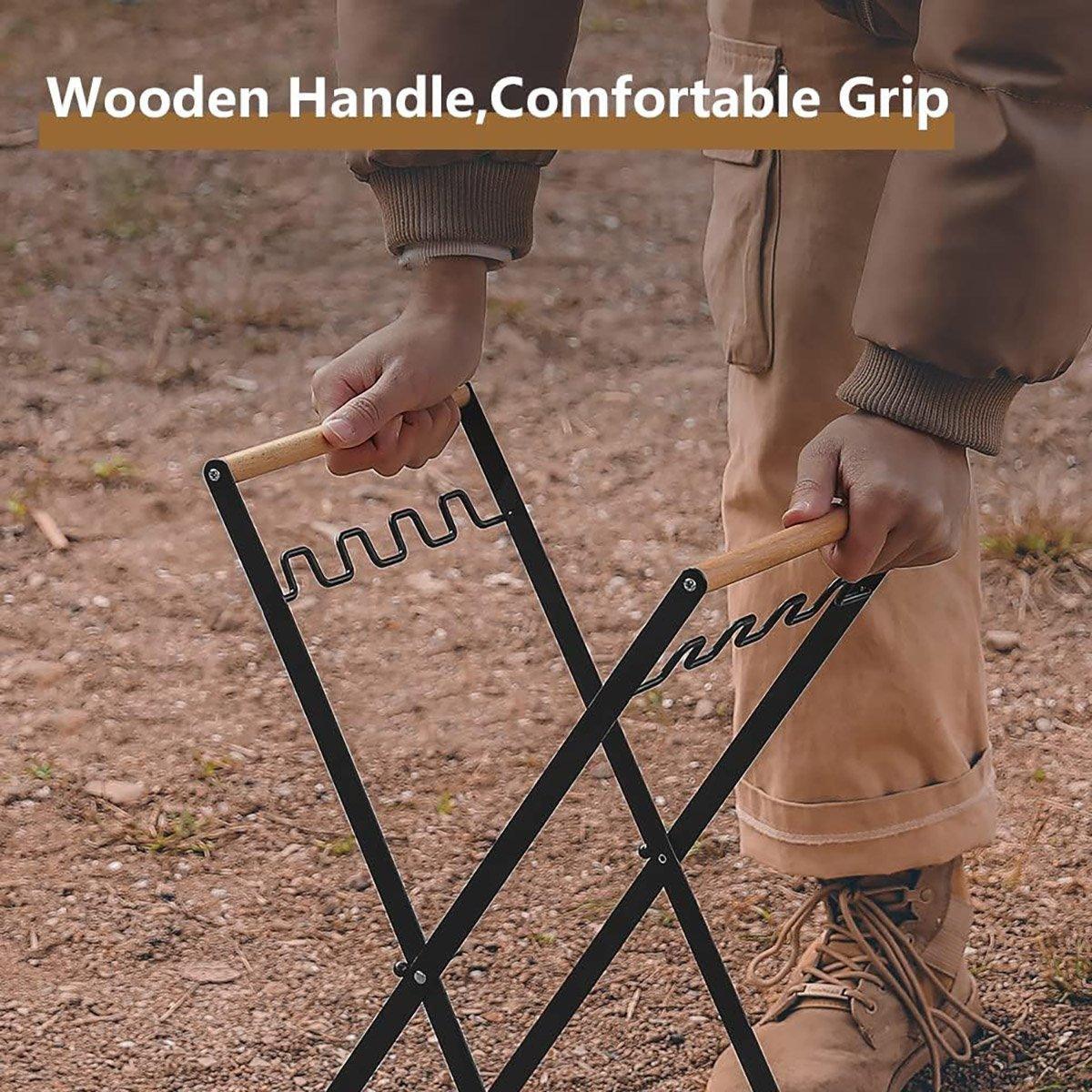 Outdoor Portable Wooden Folding Garbage Rack Picnic Barbecue Plastic Bag Holder