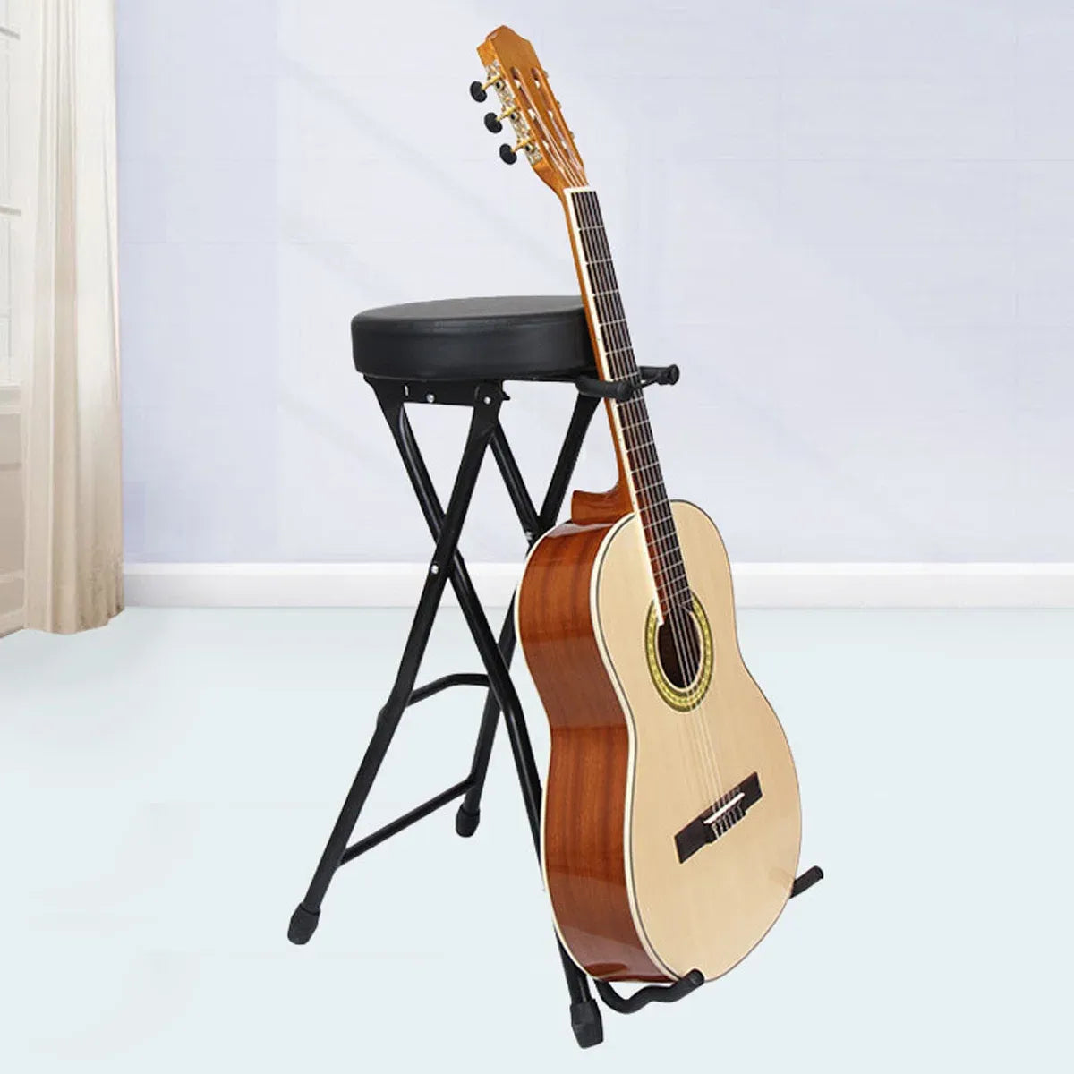 Folding Guitar Stool With Stand Suitable for Acoustic Electric Guitar Performance