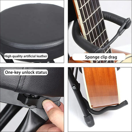 Folding guitar stool.