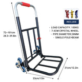 Folding Hand Trolley Heavy Duty Solid Wheel or Stair Climber Tri Wheel for Moving - Flat Ground