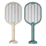 2 In 1 Electric USB Rechargable Racket Fly Swatter Mosquito Insect Killer Zapper - White