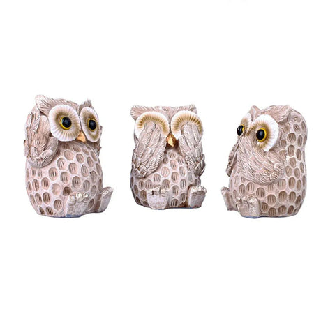 Owl Figurines room desktop display, 3pcs.