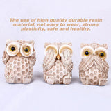 3pcs Resin Owl Ornaments Home Decor Figurines for Living Room Desktop Display