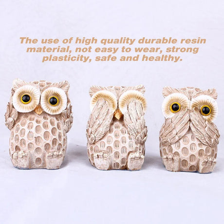 Owl Figurines room desktop display, 3pcs.