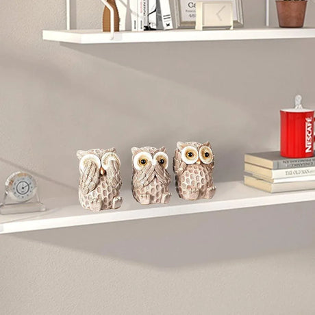 Owl Figurines room desktop display, 3pcs.