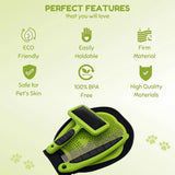 3-piece pet grooming kit with bath glove, needle comb and steel needle comb, green