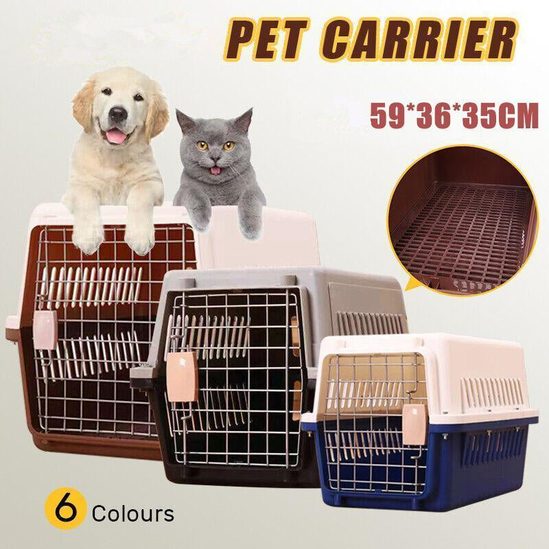 Portable Pet Travel Carrier Crate for Dog Cat Rabbit Ventilated Transport Box - Blue