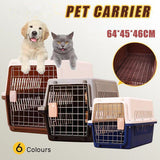 Large Pet Transport Crate for Dog Cat Rabbit Portable Ventilated Travel Carrier - Brown