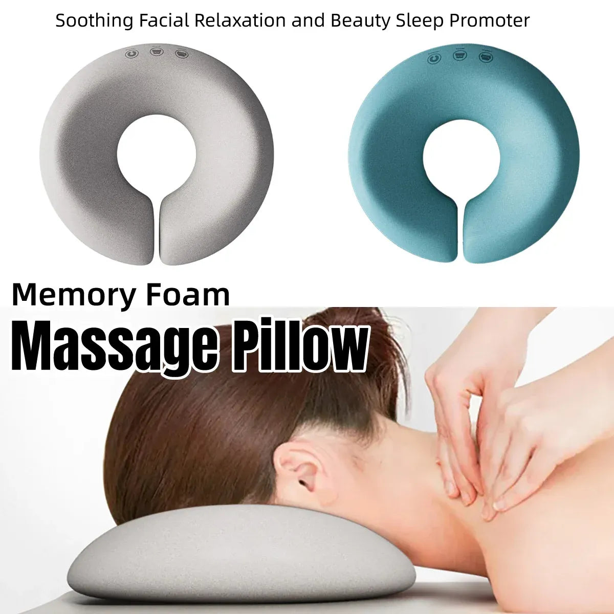 Memory Foam Face Plank Pillow Support Pad Comfort Cushion for Spa and Massage - Grey