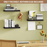 3 PCS Wooden Wall Shelf Single Board Wall Mounted Home Decor Living Room Bedroom - Black
