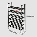 Shoe Rack Storage Cabinet 6 Tier Stackable Shelves Stand Black Organizer Home