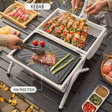 Grillz Charcoal BBQ Portable Grill Camping Barbecue Outdoor Cooking Smoker - Black
