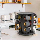 Stainless Steel 9-Hole Spice Jar Set with Round Rack Seasoning Container Durable