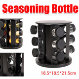 Stainless Steel 9-Hole Spice Jar Set with Round Rack Seasoning Container Durable