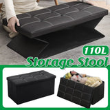 Multifunctional Foldable Storage Stool with Lid 110L Capacity Space Saving